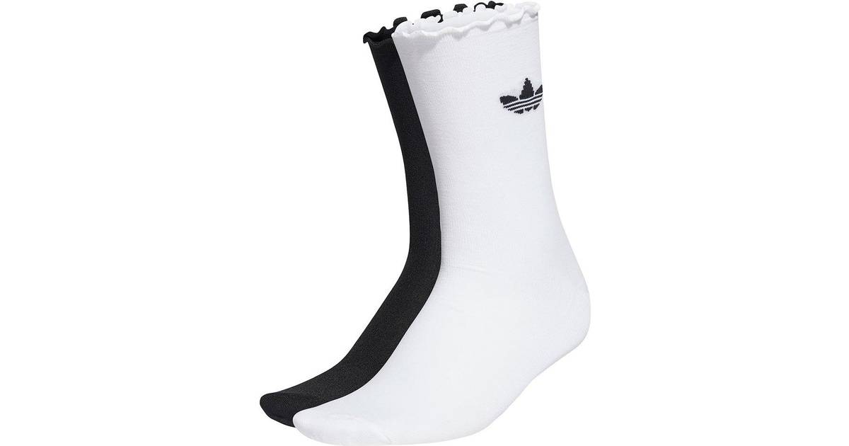 Adidas Women's Originals Semi-Sheer Ruffle Crew Socks 2-pack - White/Black  • Pris »