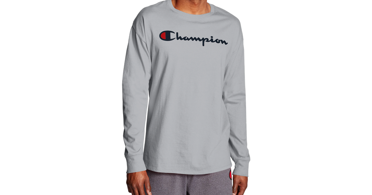 Champion Classic Script Logo Long Sleeve T-shirt - Oxford Grey • Pris »