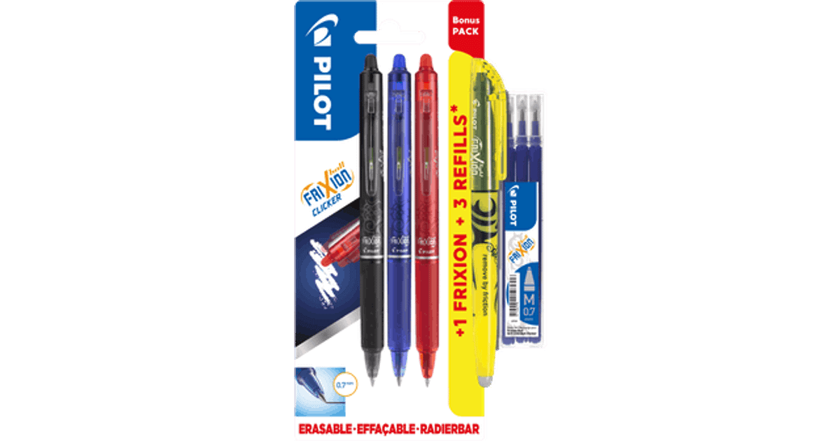 Pilot FriXion Clicker Pens with Extra Refills 3pcs • Pris »