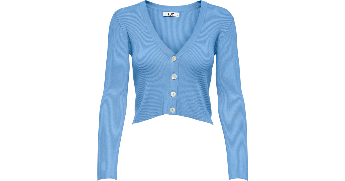 Jacqueline de Yong Donnel Short Knitted Cardigan - Blue/Little Boy Blue •  Pris »
