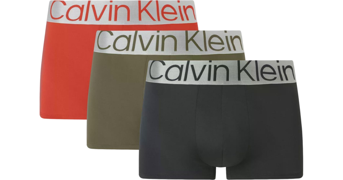 Calvin Klein Low Rise Trunk Steel Micro 3-pack - Orange /Green/Black • Pris  »