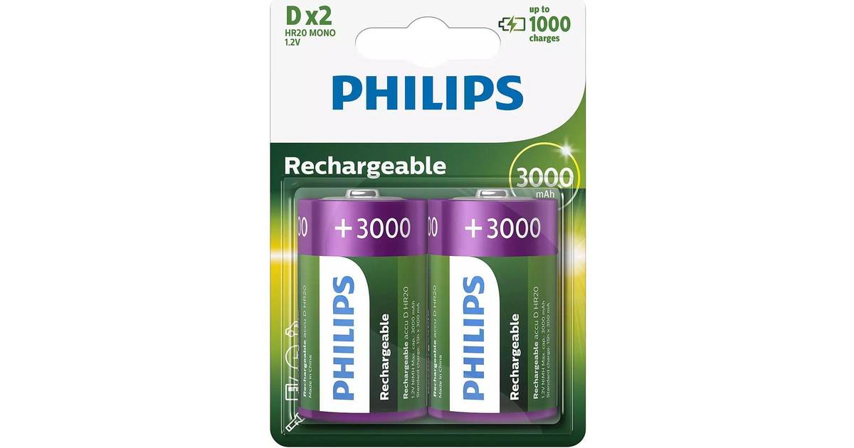 Philips R20B2A300/10 2st Laddningsbara Batterier D MULTILIFE NiMH/1,2V/3000  mAh • Pris »