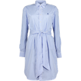 Polo Ralph Lauren Striped Belted Shirt Dress - White/Blue • Pris »