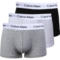 Calvin Klein Svarta Kalsonger Calvin Klein Cotton Stretch Low Rise Trunks 3-pack - Black/White/Grey Heather