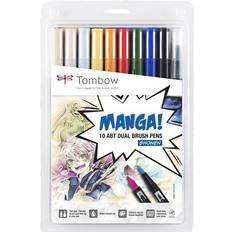 Tombow Pennor Tombow Manga Shonen Dual Brush Pen Set of 10-pack