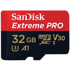 SanDisk 32 GB Minneskort SanDisk Extreme Pro MicroSDHC Class 10 UHS-I U3 V30 A1 100/90MB/s 32GB +SD Adapter
