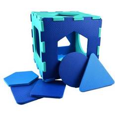 Golvpussel Magni Floor Puzzle in Foam w. Shapes Blue 6 Bitar