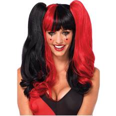 Leg Avenue Cirkus & Clowner Långa peruker Leg Avenue Harlequin Wig Black/Red