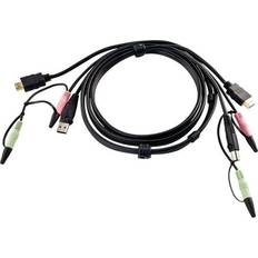 Aten USB-kabel Kablar Aten HDMI/USB A/2x3.5mm - HDMI/USB B/2x3.5mm 1.8m