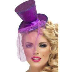 20-tal - Lila Huvudbonader Smiffys Fever Mini Top Hat on Headband Purple