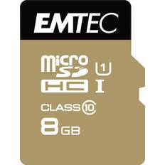 MicroSDHC Minneskort Emtec Gold+ microSDHC Class 10 UHS-I U1 85/16MB/s 8GB +Adapter