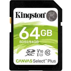 64 GB - SDXC Minneskort Kingston Canvas Select Plus SDXC Class 10 UHS-I U1 V10 100MB/s 64GB