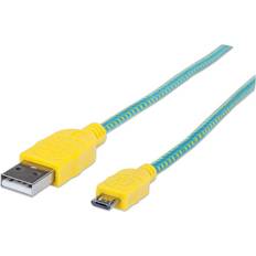 Gröna - USB A-USB Micro-B - USB-kabel Kablar Manhattan Braided USB A - USB Micro-B 2.0 1m