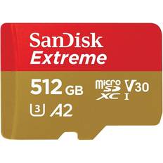 SanDisk U3 Minneskort SanDisk Extreme microSDXC Class 10 UHS-I U3 V30 A2 160/90MB/s 512GB