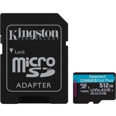 512 GB - U3 - microSDXC Minneskort Kingston Canvas Go! Plus microSDXC Class 10 UHS-I U3 V30 A2 170/90MB/s 512GB +Adapter