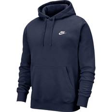 Nike Bomull - Dam Överdelar Nike Sportswear Club Fleece Pullover Hoodie - Midnight Navy/Midnight Navy/White