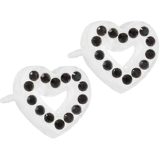 Blomdahl Brilliance Heart Hollow Earrings - White/Black