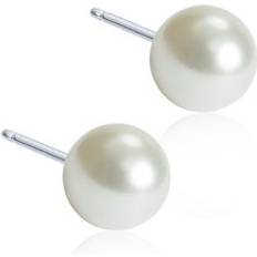 Blomdahl Skin-Friendly Earrings 6mm - Silver/Pearls