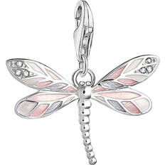 Beige Smycken Thomas Sabo Charm Club Dragonfly Charm Pendant - Silver/Pink/Beige/White