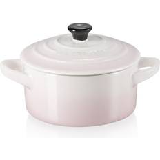 Rosa Grytor Le Creuset Shell Pink Stoneware Petite Round med lock 0.25 L 10 cm