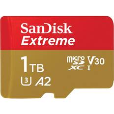 1 TB Minneskort & USB-minnen SanDisk Extreme microSDXC Class 10 UHS-I U3 A2 190/130MB/s 1TB +Adapter