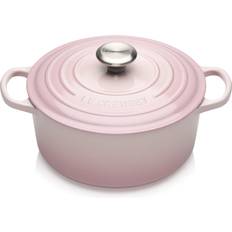 Rosa Grytor Le Creuset Shell Pink Signature Cast Iron Round med lock 2.4 L 20 cm