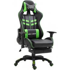 vidaXL Extendable Footrest Gaming Chair - Black/Green