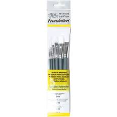 Winsor & Newton Penslar Winsor & Newton Foundation Acrylic Brush Short Handle 6 Pack