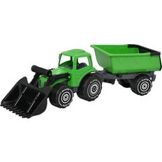 Plasto Tractor with Front Loader & Trailer Green