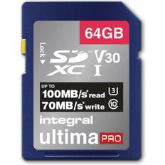 Integral 64 GB Minneskort Integral UltimaPro Premium SDXC Class 10 UHS-I U3 V30 A1 100/70MB/s 64GB