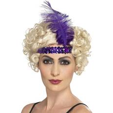 20-tal - Lila Tillbehör Smiffys Flapper Headband with Feather Purple