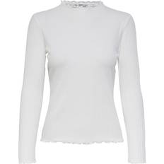 Dam - Viskos - Vita T-shirts Only Emma Rib Top - White/Egret