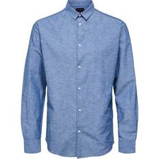 Selected Herr - XL Skjortor Selected Linen Shirt - Light Blue