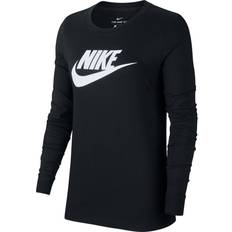Nike 18 - Bomull - Dam T-shirts & Linnen Nike Women's Sportswear Long-Sleeve T-shirt - Black/White