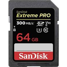 SanDisk UHS-II Minneskort SanDisk Extreme Pro SDXC Class 10 UHS-II U3 ​​V90 300/260MB/s 64GB