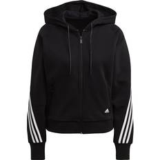 Adidas Dam - Hoodies Tröjor adidas Sportswear Wrapped 3-Stripes Full-Zip Hoodie - Black/White