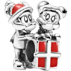Pandora Disney Mickey Mouse & Minnie Mouse Present Charm - Silver/Red