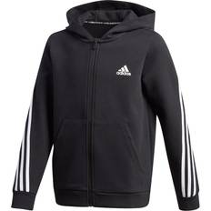 Adidas Kid's 3-Stripes Doubleknit Full-Zip Hoodie - Black/White