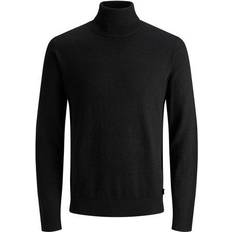 Herr - Polotröjor Jack & Jones Roll Collar Decorated Knitted Sweater - Black