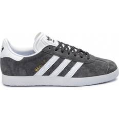 Adidas 44 - Blockklack - Dam Sneakers adidas Gazelle - Dark Grey Heather/White/Gold Metallic