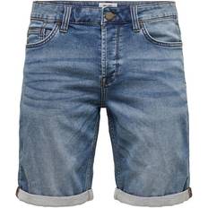 Herr - XXL Byxor & Shorts Only & Sons Ply Life Jog Denim Shorts - Blue/Blue Denim