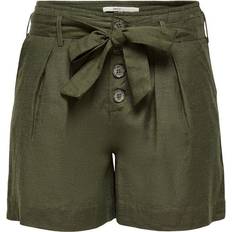 Only Dam Shorts Only High Waist Belt Shorts - Green/Forest Night
