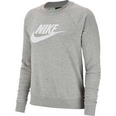 32 - Dam Tröjor Nike Sportswear Essential Fleece Crew Sweatshirt - Dark Gray Heather/Matte Silver/White