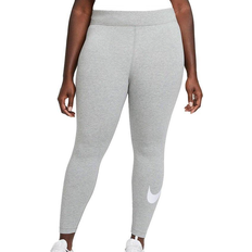 Bomull Strumpbyxor Nike Women's Sportswear Essential Mid-Rise Swoosh Leggings - Dark Grey Heather/White