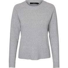 Dam - Återvunnet material Överdelar Vero Moda Doffy O-Neck Long Sleeved Knitted Sweater - Grey/Light Grey Melange