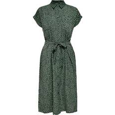 Only Midiklänningar Only Midi Tie Belt Shirt Dress - Green/Laurel Wreath