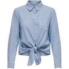 Only Dam Skjortor Only Lecy Tie Detail Shirt - White/Cloud Dancer
