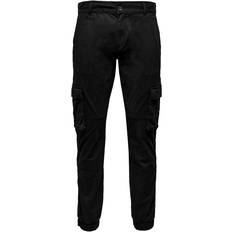 Only & Sons Cargobyxor - Herr Only & Sons Cam Stage Cargo Cuff Pant - Black