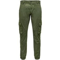 34 - Herr Byxor & Shorts Only & Sons Cam Stage Cargo Cuff Pant - Green/Olive Night