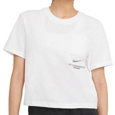 Nike Dam - Lös T-shirts & Linnen Nike Swoosh Short-Sleeve Top - White/Black